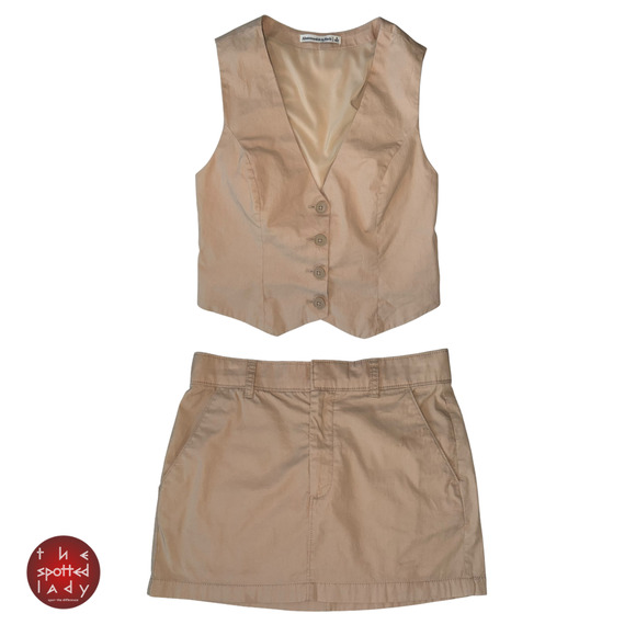 Abercrombie & Fitch Mini Skirt Pockets Sz Small Tan Khaki Minimal Chic Academia - Picture 7 of 10